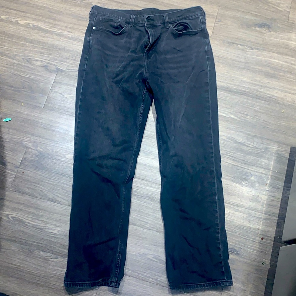 Black High-Rise Straight Jeans (Long)